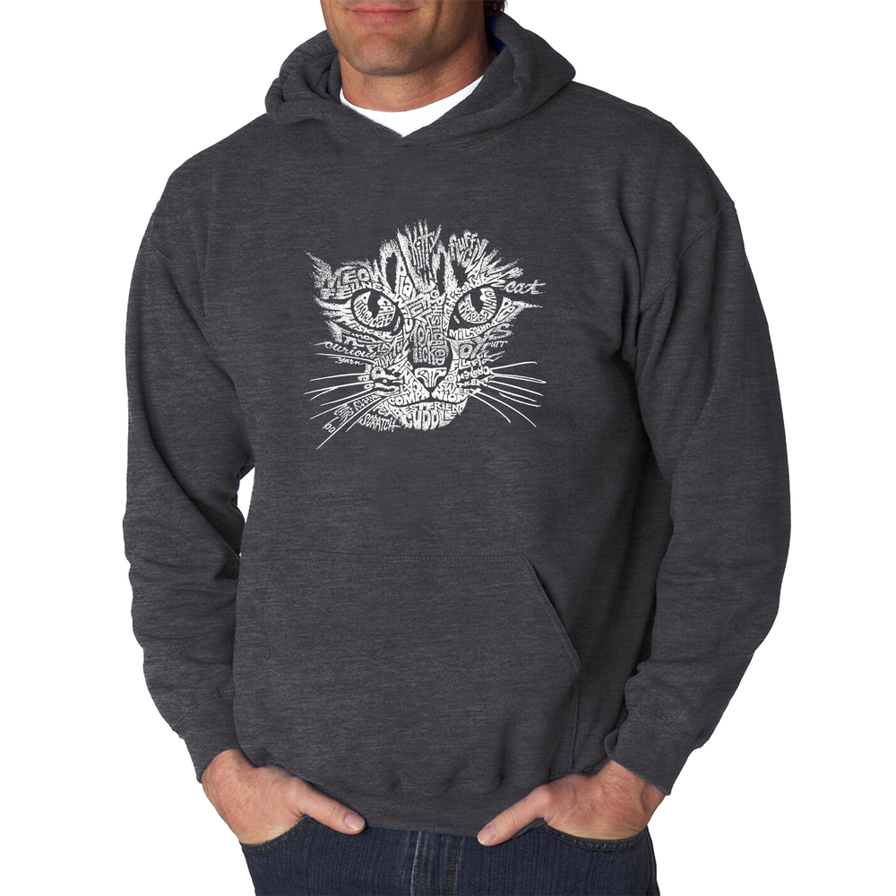 Men's Word Art Hooded Sweatshirt - Cat Face